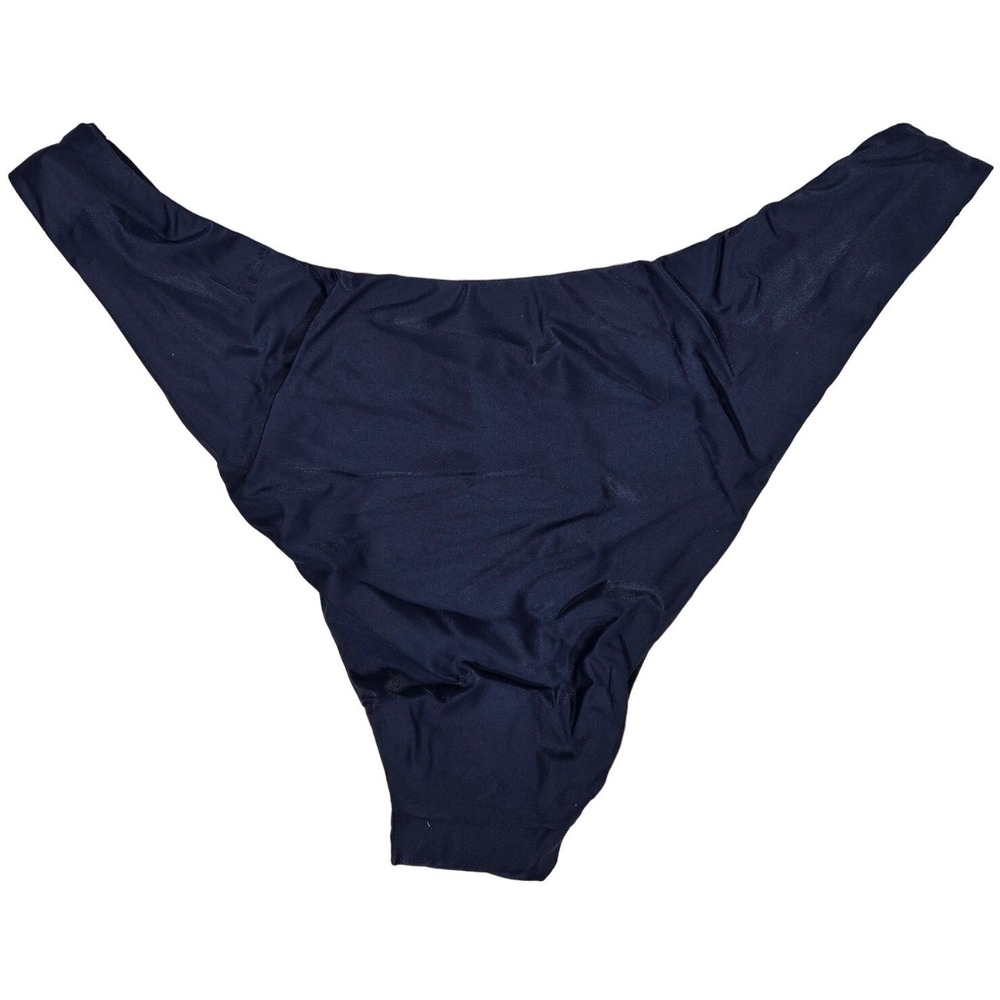 J. Crew Curved-waist cheeky bikini bottom Navy M NWT - Picture 2 of 9